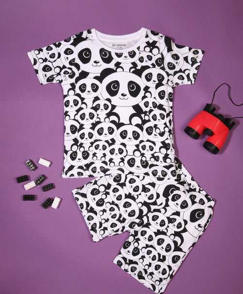 Panda Pattern Half Sleeves T-Shirt & Shorts Set