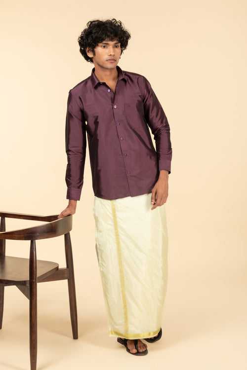 Tattva Mens Purple Solid Shirt