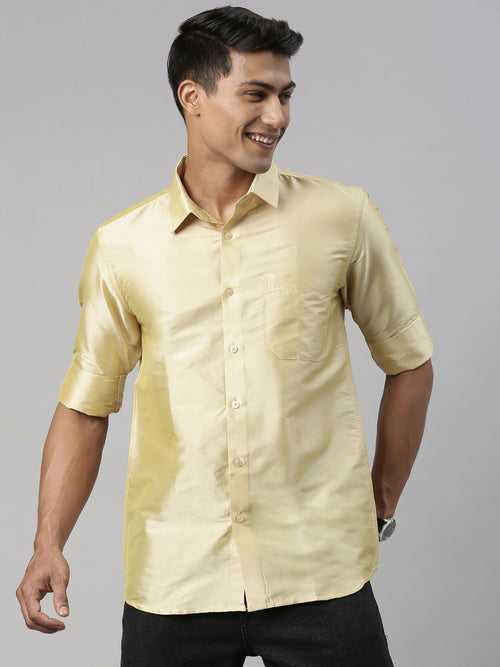 Lemon Yellow Slim Fit Solid Shirt