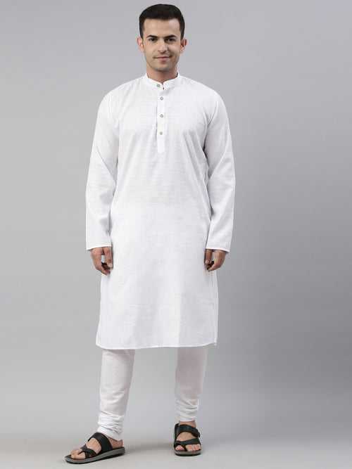 Tattva White Color Cotton Long Kurta With Pyjamas