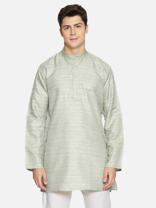 Green Cotton Solid Short Kurta