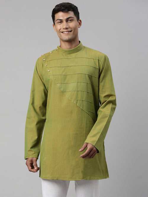 Tattva Green Cotton Straight Designing Cotton Kurta