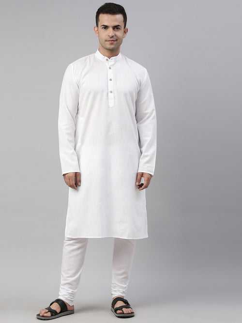 Tattva White Color Cotton Long Kurta With Pyjamas