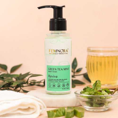 Femnora Green Tea Mint Face & Body Wash (For Oily, Combination Skin) Unisex