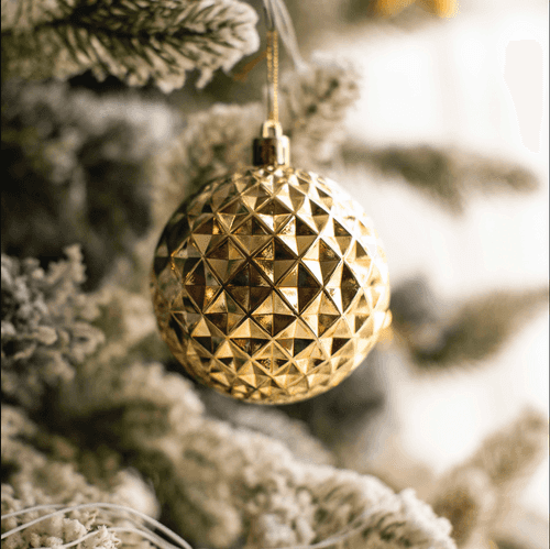 Golden Geometrical Bauble Decor - Set of 2