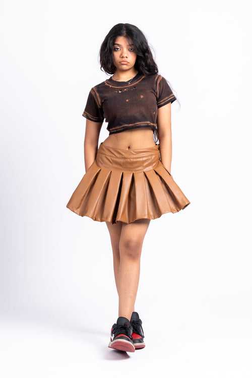 Brown Leather Skirt