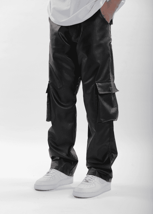 Leather Carpenter Pants - Black