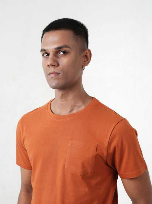 Monkstory Bamboo Cotton Crew Tee - Rusty Orange