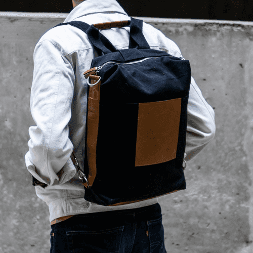 Forth Goods Latitude Canvas and Leather Backpack - Black