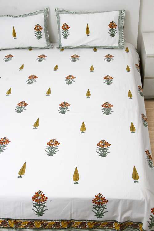 Handblock Percale Bedsheet (Yellow)