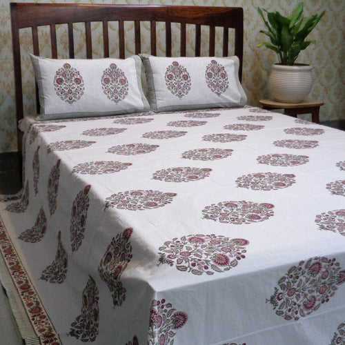 Handblock Percale Bedsheet (Multicolor)