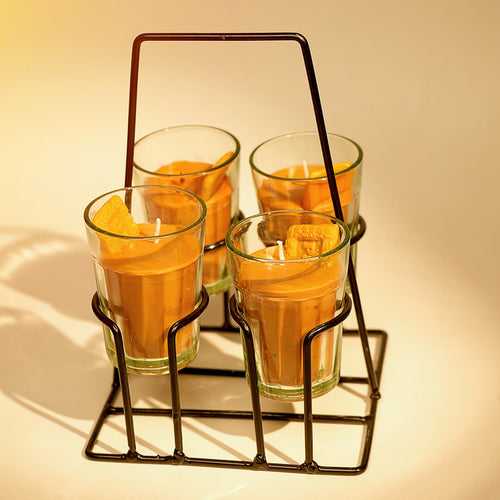 Chai Candle With Stand - Set of 4