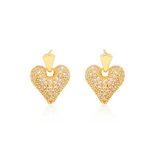 Twinkle Heart Studded 18K Gold Plated Earrings