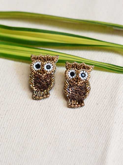 Owl Sequin Bead Earrings