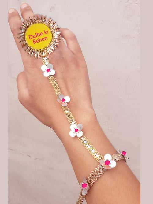 Dulhe/Dulhan ki Gota-patti Hathphool Bracelet (Set of 2)