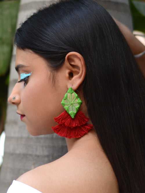 Naaz Hand-Embroidered Tassel Earrings