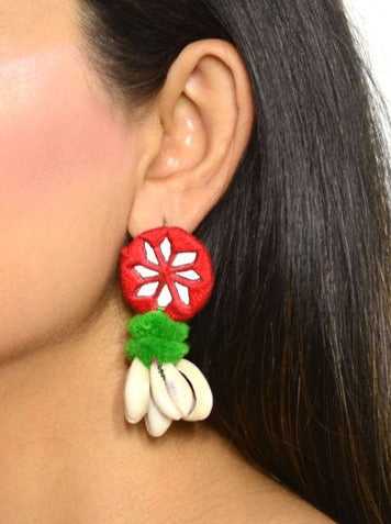 Zoya Pom-pom Shell Earrings