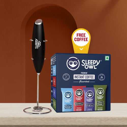 Coffee Frother - Black + Free Coffee