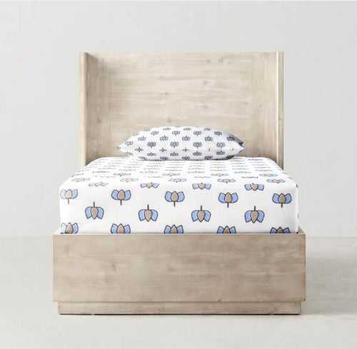 'Lotus Print' Organic Junior Fitted Sheet