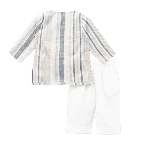 'Pink and Grey Stripe' Organic Pajama Kurta Set