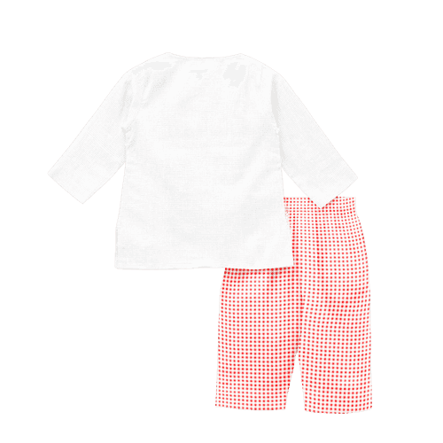 'Red and White Checkered' Organic Pajama Kurta Set