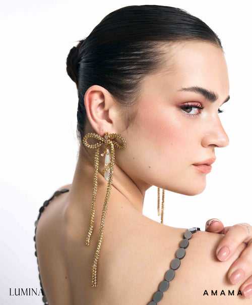 Liana Bow Earrings In Champagne Gold