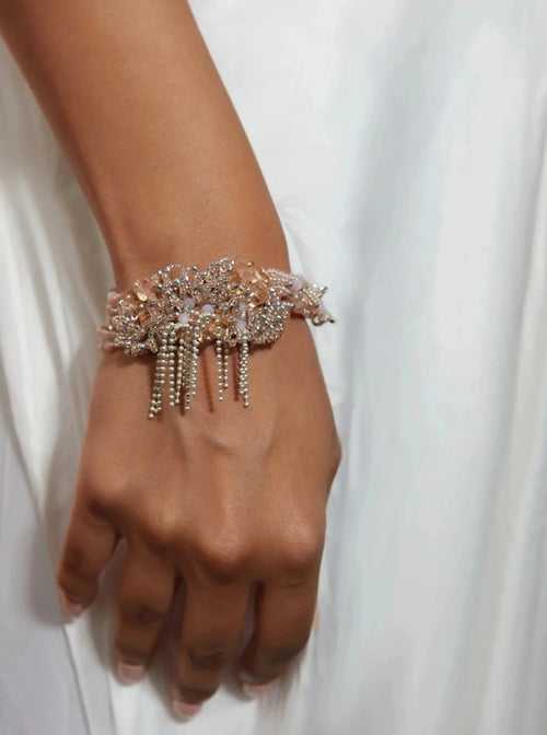 Pink And Silver Women Wear Bracelet
