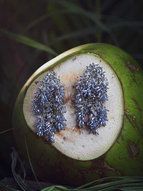 Blue Jacaranda Handmade Grey Blue Cluster Earrings