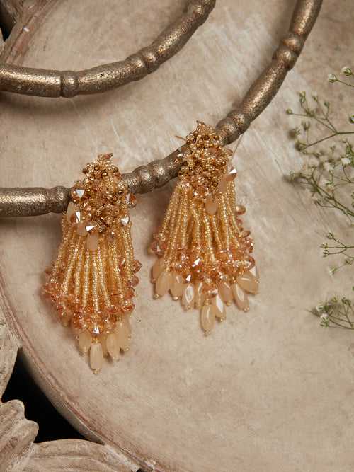 Versatie Golden Shining Crystal Long Earring