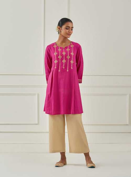 RANI PINK GOTA YOKE  KURTA