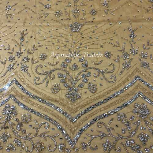 Splashy Champagne Gold crystal Stone work Applique Designer set AP076