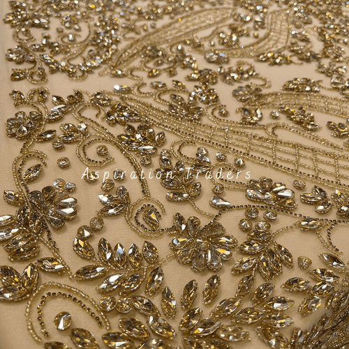 Glistening Gold Applique with Heavy Rhinestone work  Designer Set - AP088