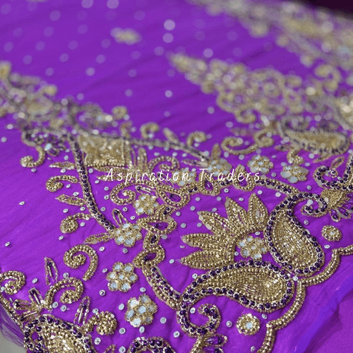 Amethyst Violet with Gold Bling work Designer Applique Set - AP099