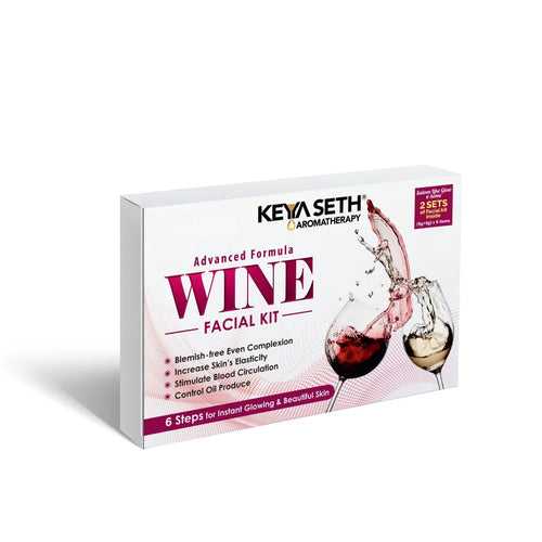 Wine Facial Kit 6 Steps Enriched with Red Grape Seed Extract for Instant Glowing, Blemish-free Even Complexion Increase Elasticity & Blood Circulation