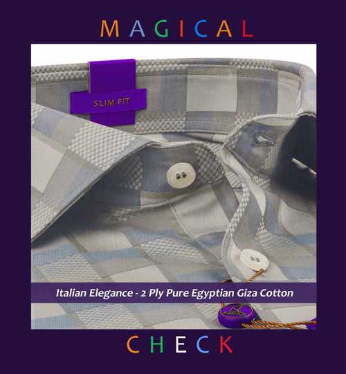 Geneva- Anchor Grey & Beige Check- 2 Ply Egyptian Giza Cotton-Delivery from 17th May