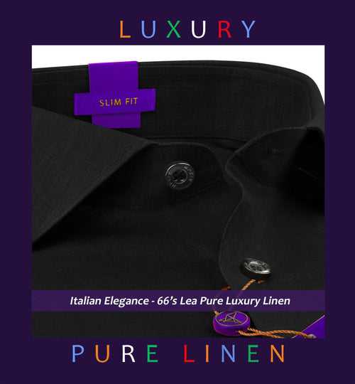 Sisian- Ebony Black Solid Linen- 66's Lea Pure Luxury Linen-Delivery from 17th May