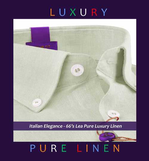 Dunbar- Pearl Beige Solid Linen- Button Down- 66's Lea Pure Luxury Linen-Delivery from 17th May