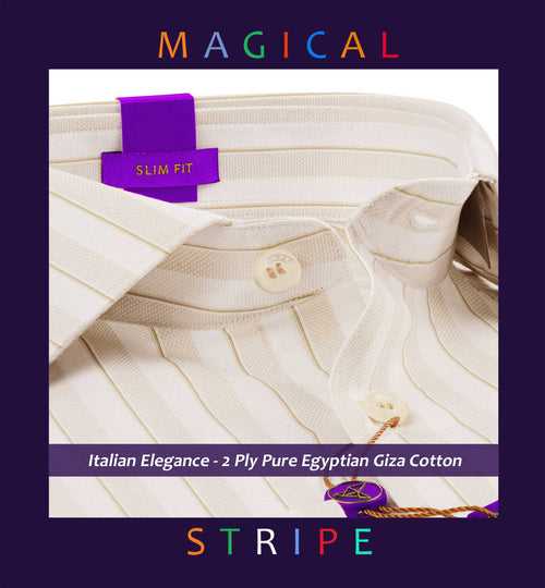 Cristobal- Beige & White Magical Stripe- 2 Ply Egyptian Giza Cotton-Delivery from 17th May