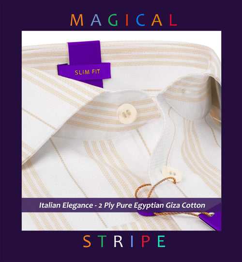 Lorain- Beige & White Magical Stripe- 2 Ply Pure Egyptian Giza Cotton- Delivery from 15th May