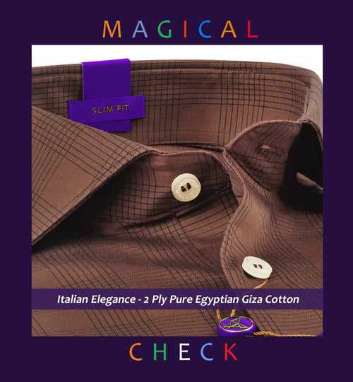 Cairoli- Cinnamon Brown & Navy Check- 2 Ply Egyptian Giza Cotton-Delivery from 17th May