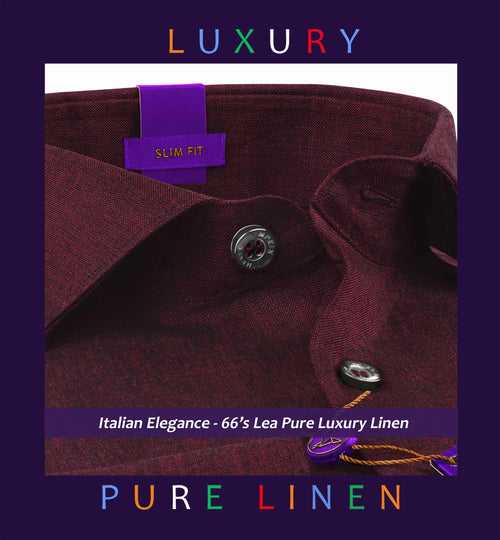 Huntington- Burgundy Solid Linen- 66's Lea Pure Luxury Linen- Delivery from 20th May
