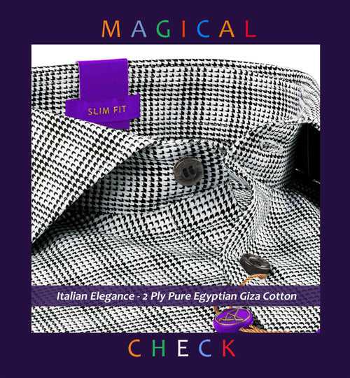 Moncton- White & Black Magical Check- 2 Ply Egyptian Giza Cotton-Delivery from 17th May