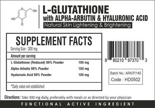 L-Glutathione Reduced with Alpha Arbutin & Hyaluronic Acid Powder