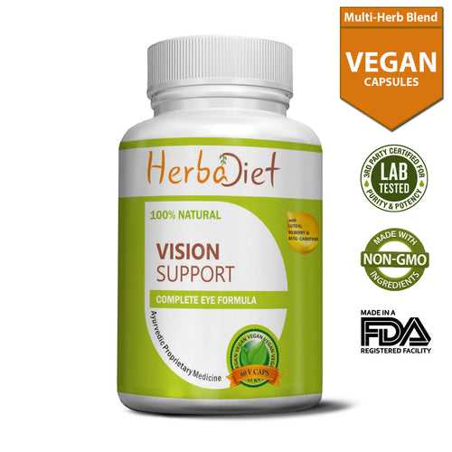 Vision Support EYE Health Supplement w/- Lutein Bilberry Lycopene Vit A Capsules
