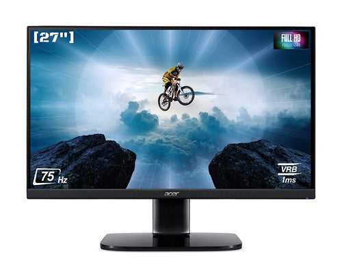 Acer 27 Inch Full HD 1920 X 1080 VA Panel Monitor I 250 Nits I 1 MS VRB, 75Hz Refresh Rate I HDMI, VGA Ports, Audio in & Audio Out Inbox HDMI Cable I Integrated Stereo Speakers