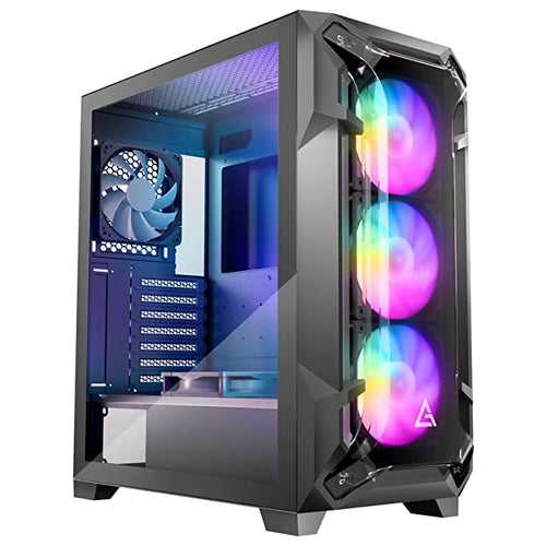 Antec DF600 Flux Mid-Tower ATX Computer Cabinet/Gaming Case | Built in Fan Controller | 4 mm Tempered Glass Side Panel with 3 x 120mm ARGB Fans + 2 x 120 mm Black Fans