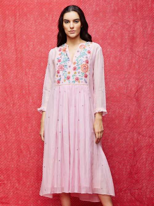 Rose Pink Embroidered Dress/Kurta