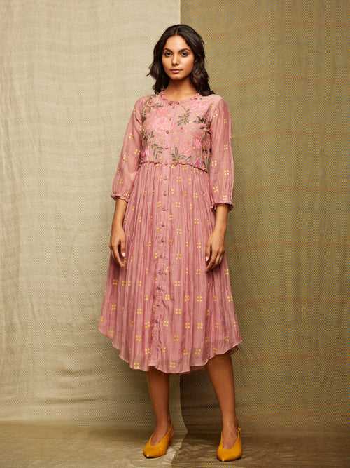 Rose Blush Round Hem Embroidered Tunic/Dress