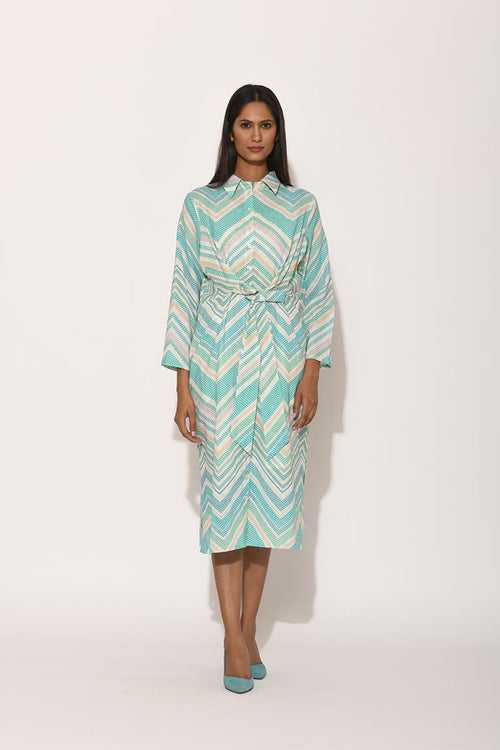 Dots Turquoise Chevron Dress