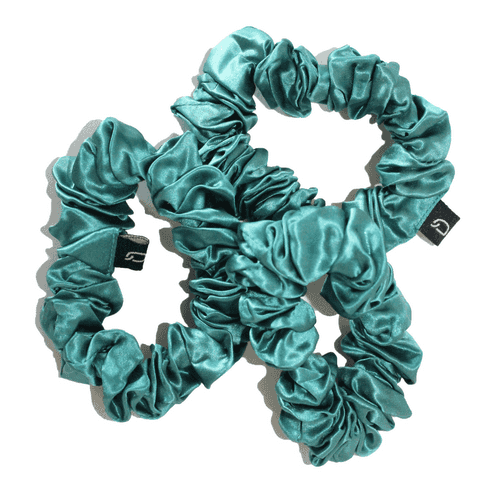 Mermaid Blue Pure Silk Scrunchies